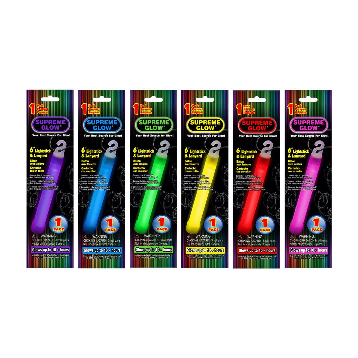 Assorted 6" Glow Sticks Retail Counter Display
