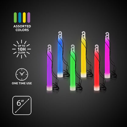 Assorted 6" Glow Sticks Retail Counter Display